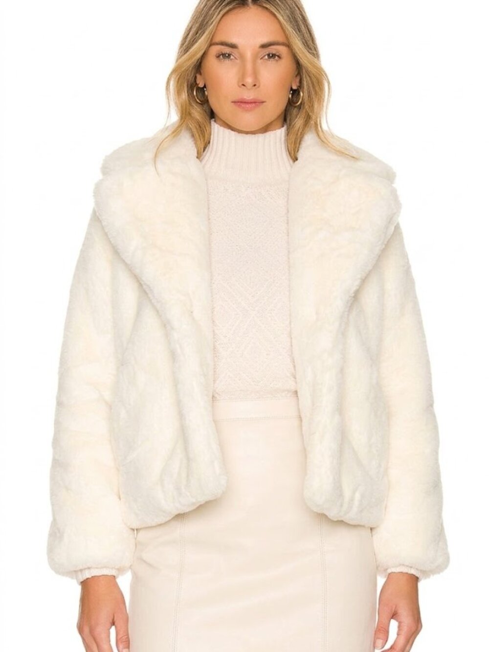 NWT Apparis  Milly Faux Fur Coat/Jacket Ivory White Size L $395